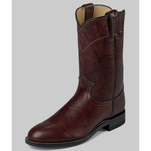 JUSTIN MEN'S DEERLITE ROPER LEATHER BOOTS BROWN SZ 14 D NWT - Picture 2 of 7